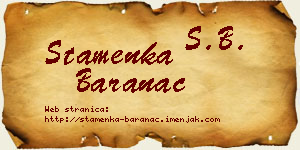 Stamenka Baranac vizit kartica